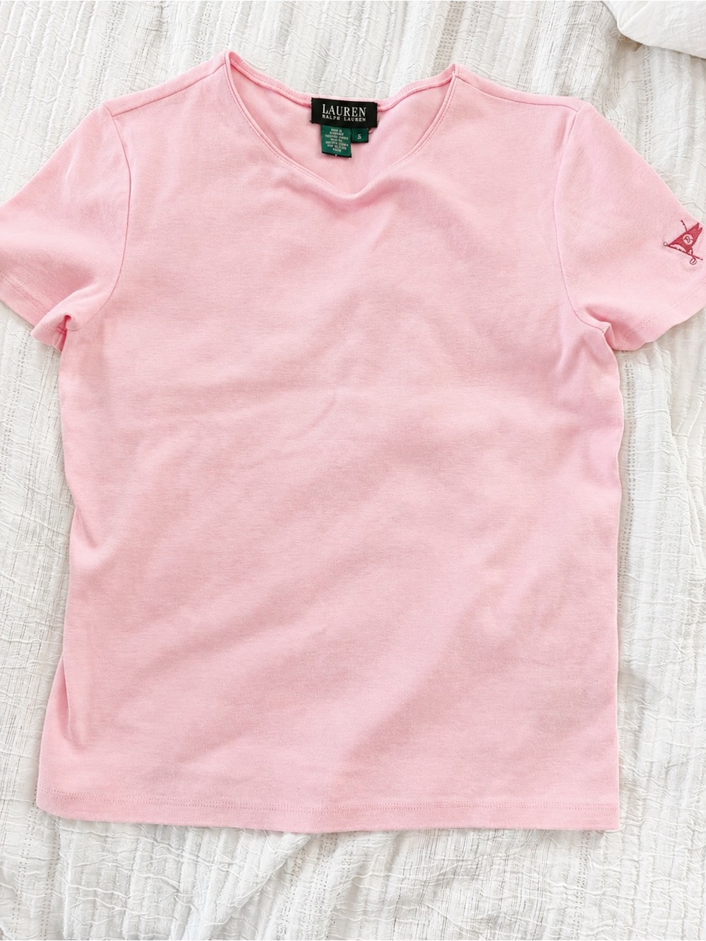 Lauren Ralph Lauren Pink Cotton Short Sleeve Top Size Small